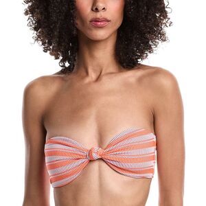 Milly Womens  Stripe Knot Bandeau Bikini Top, Orange